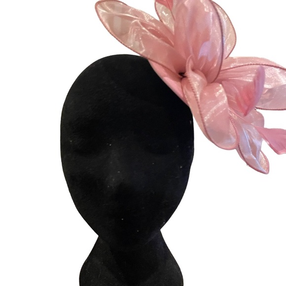 Pink Shimmer Flower Ruffle Fascinator - Picture 2 of 5